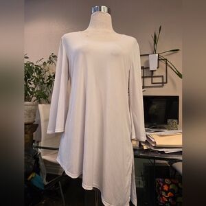 Slinky Brand White Flowy Asymmetrical Hem Tunic Top Size S